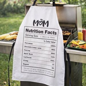 Mom Apron with Nutrition Facts - Black and White